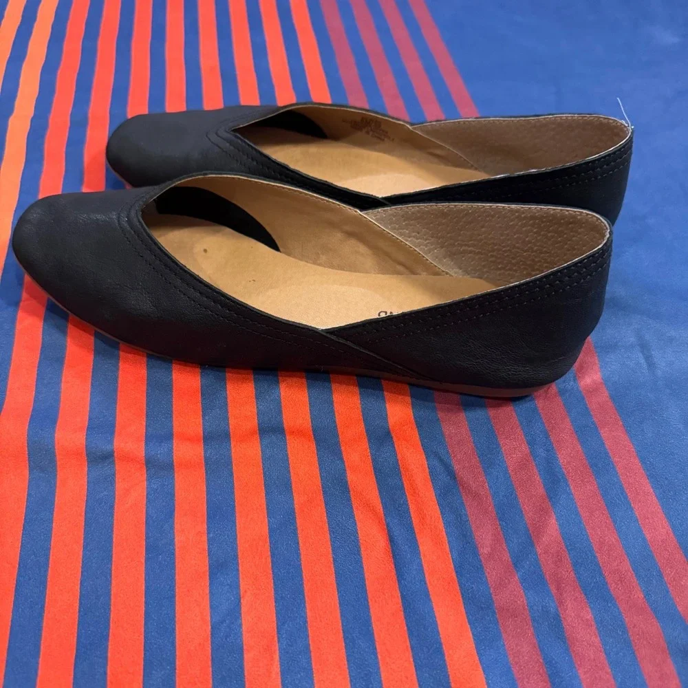 Lucky Brand Alba Black Leather Ballet Flats Size 8
